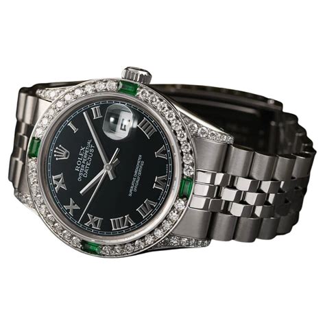 stainless rolex datejust black dial diamond bezel|Rolex diamond bezel for sale.